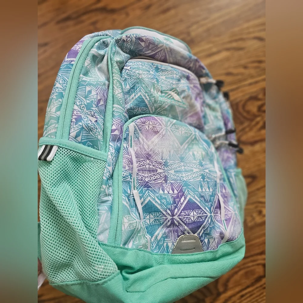 High Sierra teal purple canvas insulated cooler pocket school backpack
